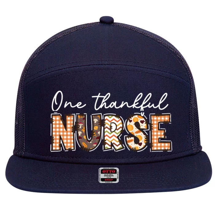 One Thankful Nurse Thanksgiving 7 Panel Mesh Trucker Snapback Hat