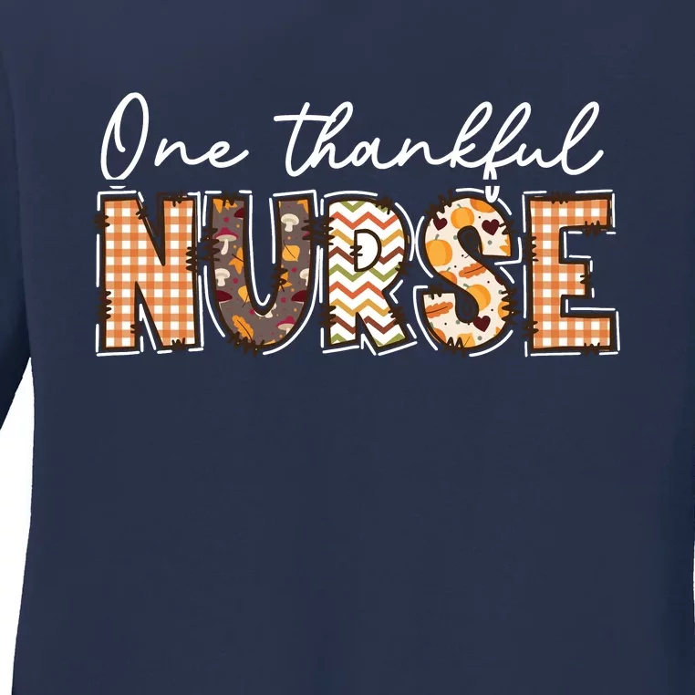 One Thankful Nurse Thanksgiving Ladies Long Sleeve Shirt