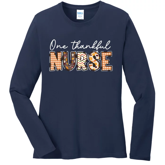 One Thankful Nurse Thanksgiving Ladies Long Sleeve Shirt