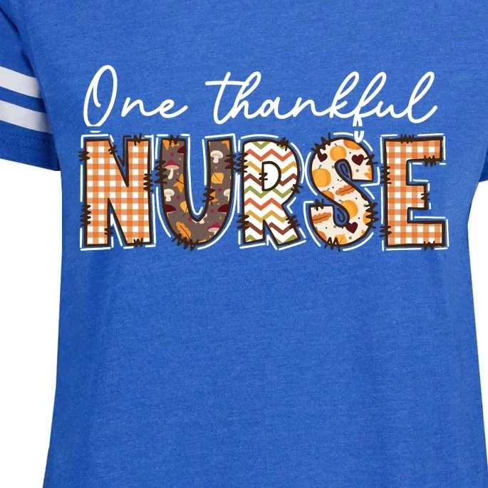 One Thankful Nurse Thanksgiving Enza Ladies Jersey Football T-Shirt