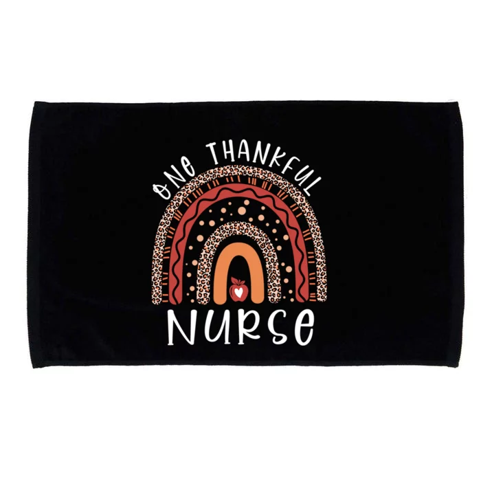 One Thankful Nurse Rainbow Leopard Turkey Fall Thanksgiving Great Gift Microfiber Hand Towel