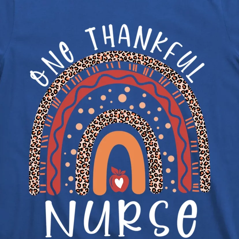 One Thankful Nurse Rainbow Leopard Turkey Fall Thanksgiving Great Gift T-Shirt