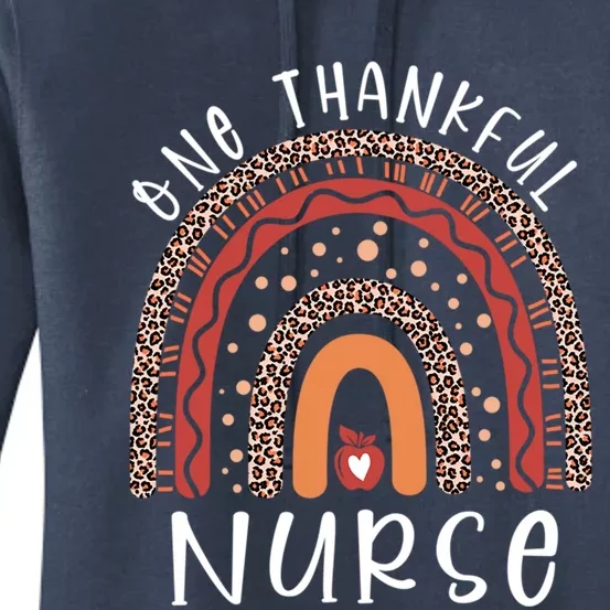 One Thankful Nurse Rainbow Leopard Turkey Fall Thanksgiving Great Gift Women's Pullover Hoodie