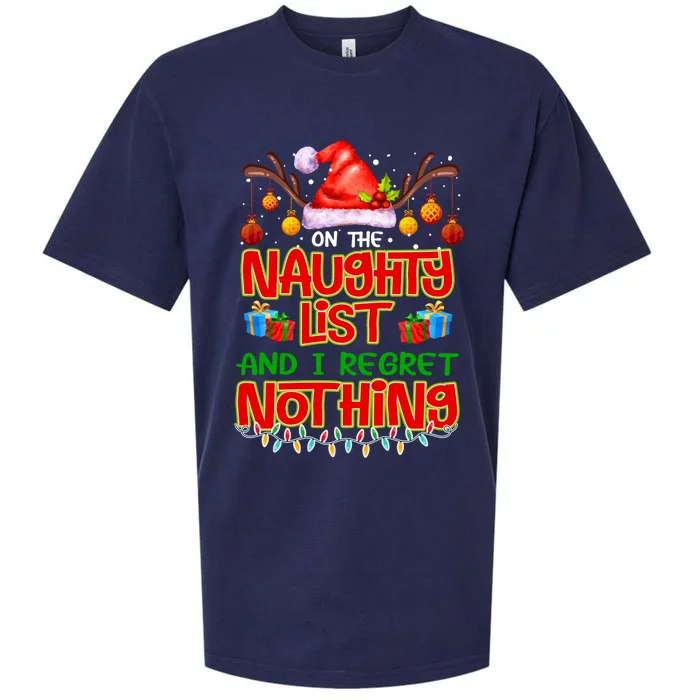 On The Naughty List And I Regret Nothing Funny Xmas Great Gift Sueded Cloud Jersey T-Shirt