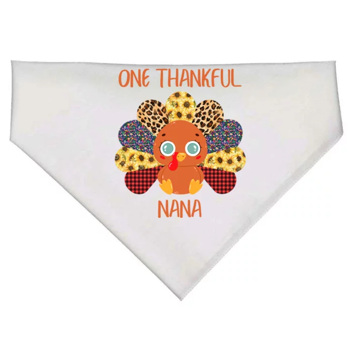 One Thankful Nana Turkey Grandma Family Thanksgiving Day Gift USA-Made Doggie Bandana