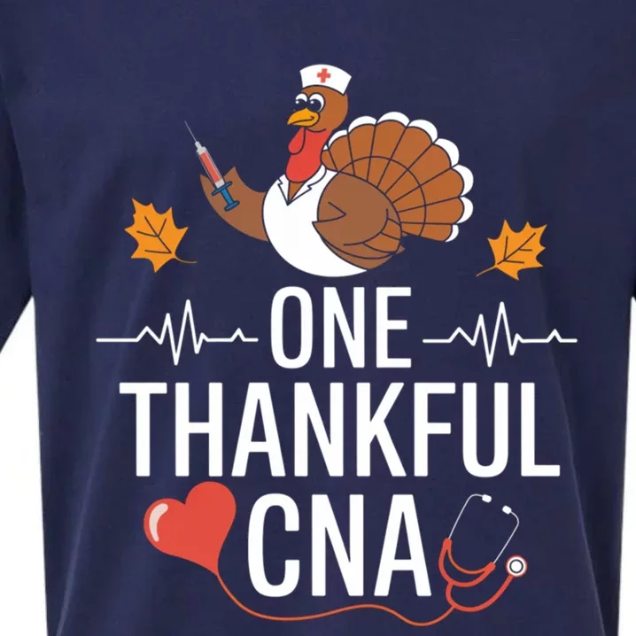 One Thankful Nurse Turkey Thanksgiving Scrub Top Fall Cool Gift Sueded Cloud Jersey T-Shirt