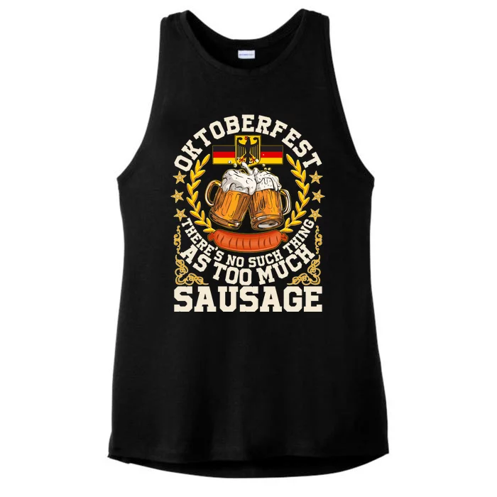 Oktoberfest There's No Such Thing As Too Much Sausage Ladies Tri-Blend Wicking Tank