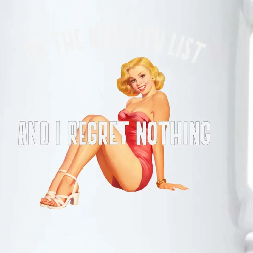 On The Naughty List I Regret Nothing Funny Xmas Pin Up Retro Cool Gift Black Color Changing Mug