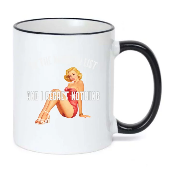 On The Naughty List I Regret Nothing Funny Xmas Pin Up Retro Cool Gift Black Color Changing Mug