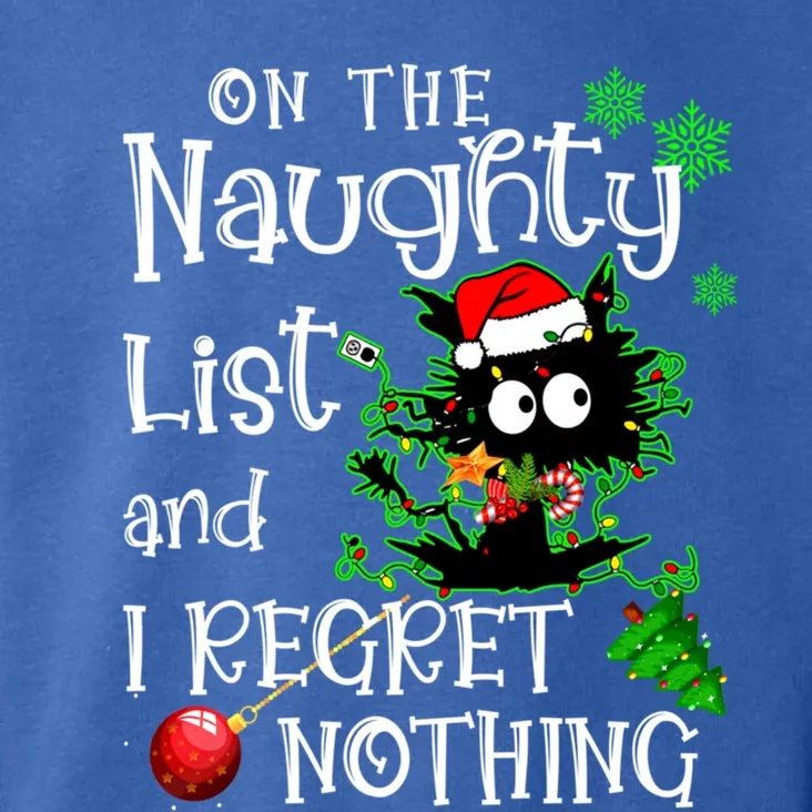 On The Naughty List And I Regret Nothing Xmas Cat Lights Gift Toddler Hoodie