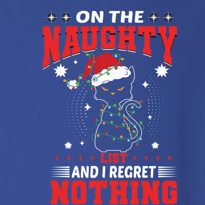 On The Naughty List And Regret Nothing Lighted Cat Christmas Cool Gift Toddler Long Sleeve Shirt