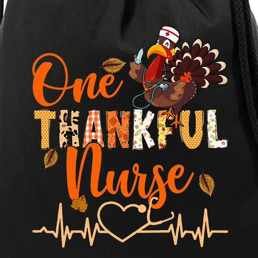 One Thankful Nurse Turkey Thanksgiving Day Drawstring Bag