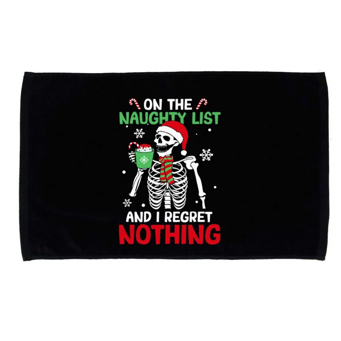 On The Naughty List And I Regret Nothing Skeleton Christmas Microfiber Hand Towel