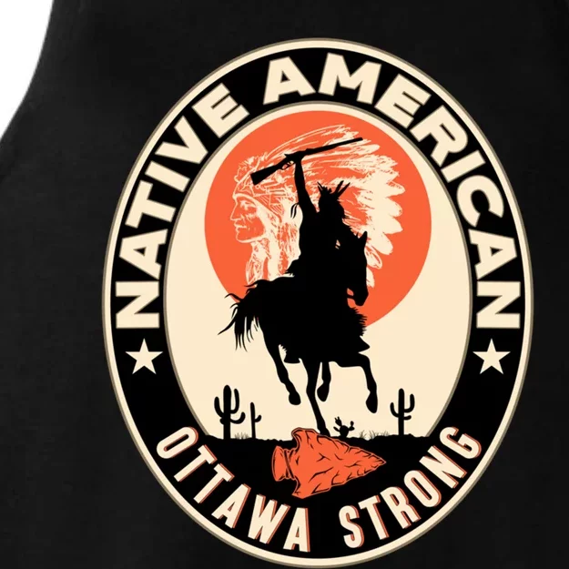 Ottawa Tribe Native American Pride Art Deco Logo Gift Ladies Tri-Blend Wicking Tank