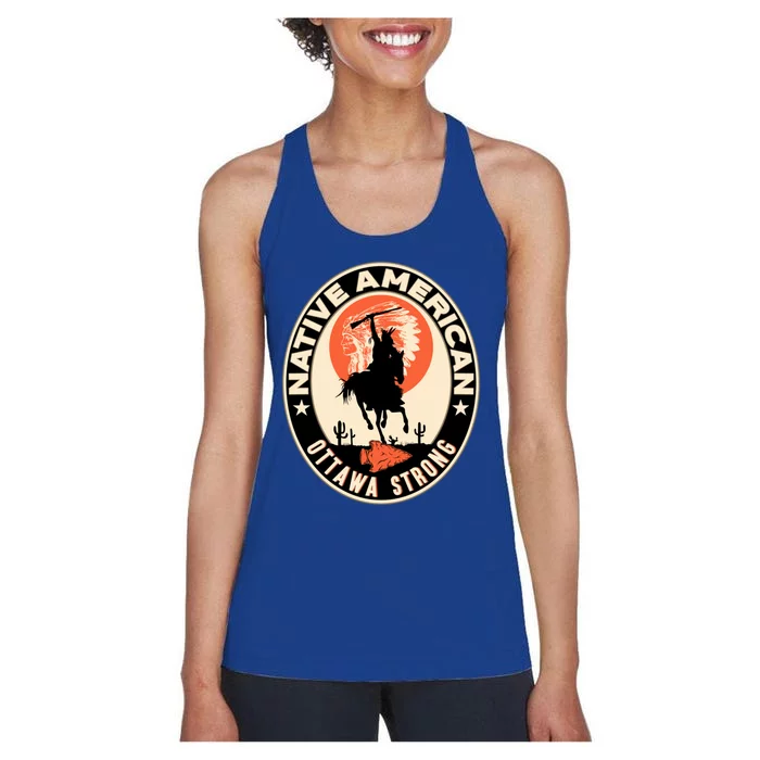 Ottawa Tribe Native American Pride Art Deco Logo Gift Women's Racerback Tank