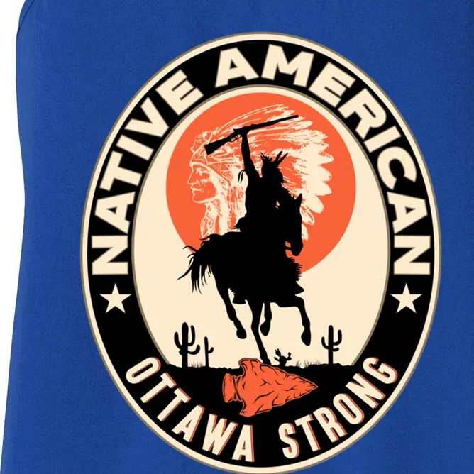 Ottawa Tribe Native American Pride Art Deco Logo Gift Women's Racerback Tank