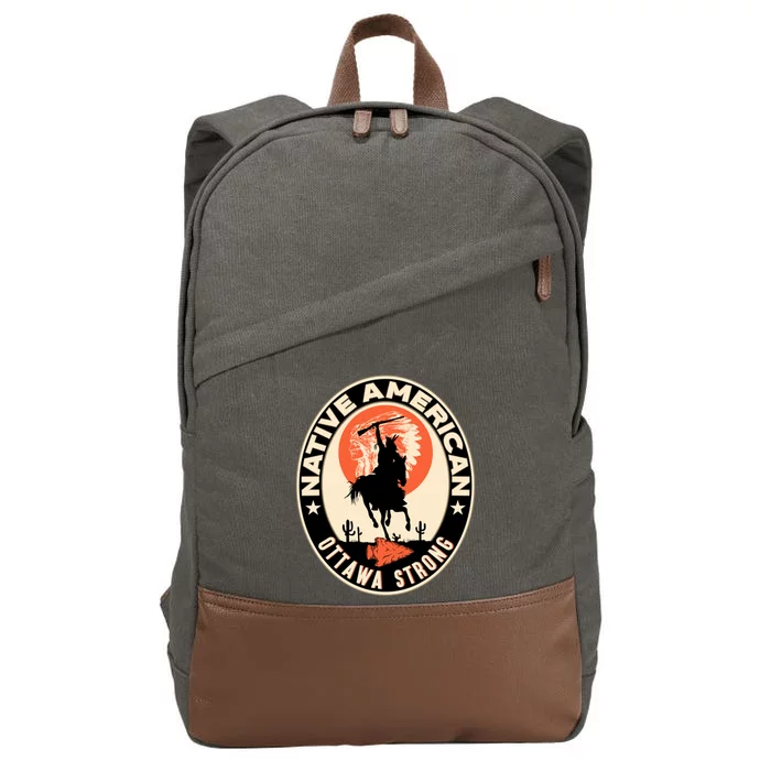 Ottawa Tribe Native American Pride Art Deco Logo Gift Cotton Canvas Backpack