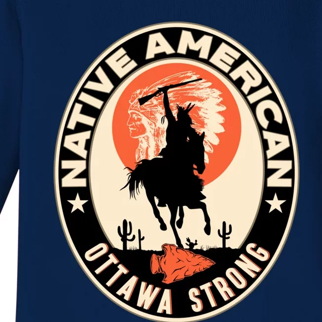 Ottawa Tribe Native American Pride Art Deco Logo Gift Baby Long Sleeve Bodysuit