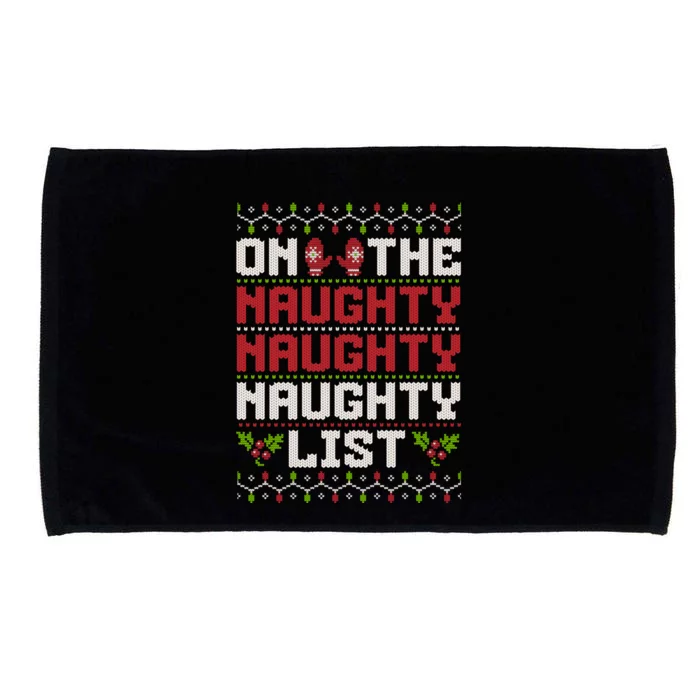 On The Naughty Naughty Naughty List Funny Christmas Microfiber Hand Towel