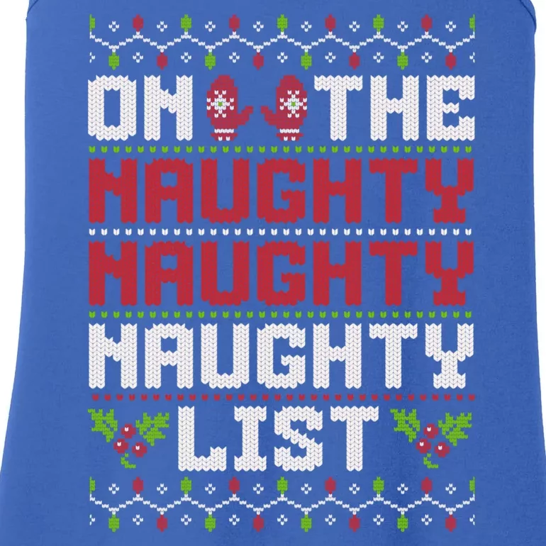 On The Naughty Naughty Naughty List Funny Christmas Ladies Essential Tank