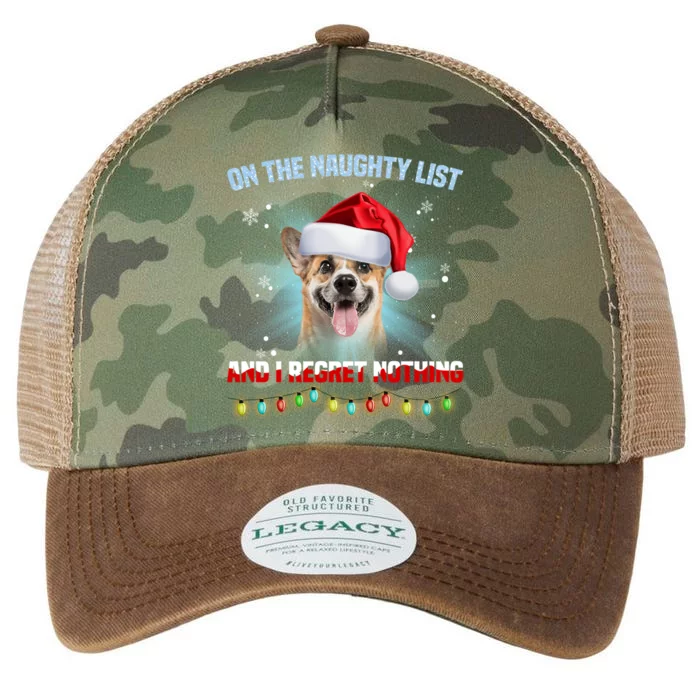 On The Naughty List And I Regret Nothing Corgi Christmas Gift Legacy Tie Dye Trucker Hat