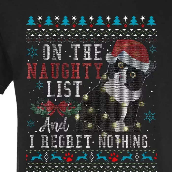 On The Naughty List And I Regret Nothing Cat Christmas Gift Garment-Dyed Heavyweight T-Shirt