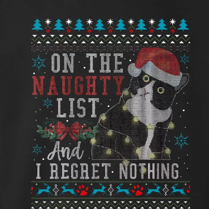 On The Naughty List And I Regret Nothing Cat Christmas Gift Toddler Hoodie