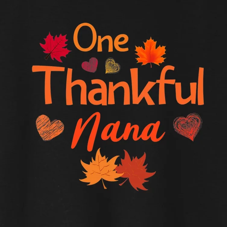 One Thankful Nana Thanksgiving Cute Fall Autumn Women's Crop Top Tee