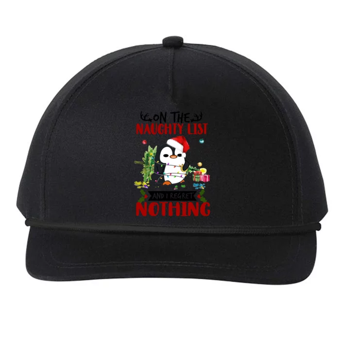 On The Naughty List And I Regret Nothing Penguin Funny Gift Snapback Five-Panel Rope Hat