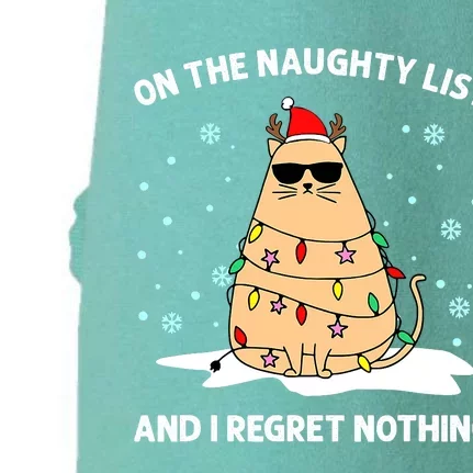 On the Naughty List and I Regret Nothing Cat Christmas Light Doggie 3-End Fleece Hoodie