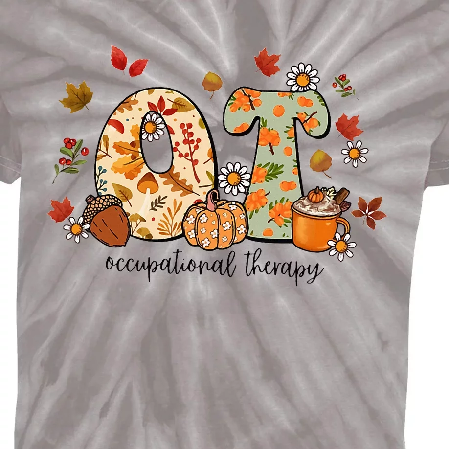 Occupational Therapy Ot Autumn Fall Special Education OTA Kids Tie-Dye T-Shirt