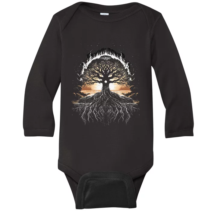 Odin Tree Of Life Viking Valhalla Pagan Baby Long Sleeve Bodysuit