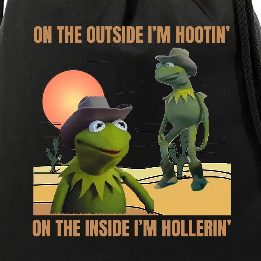 On The Outside IM Hootin’ On The Inside IM Hollerin’ Drawstring Bag