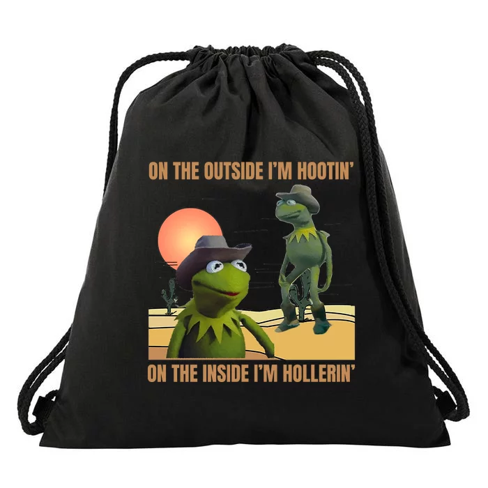 On The Outside IM Hootin’ On The Inside IM Hollerin’ Drawstring Bag