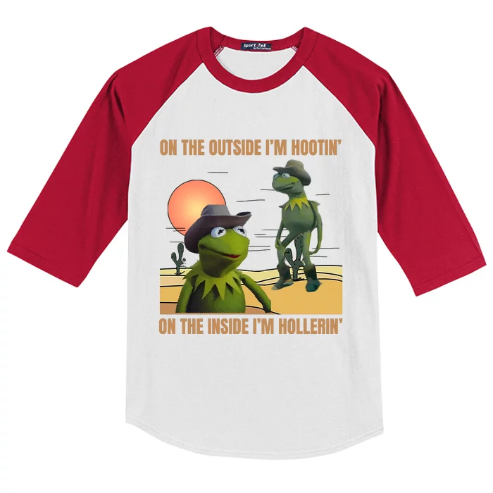 On The Outside IM Hootin’ On The Inside IM Hollerin’ Kids Colorblock Raglan Jersey