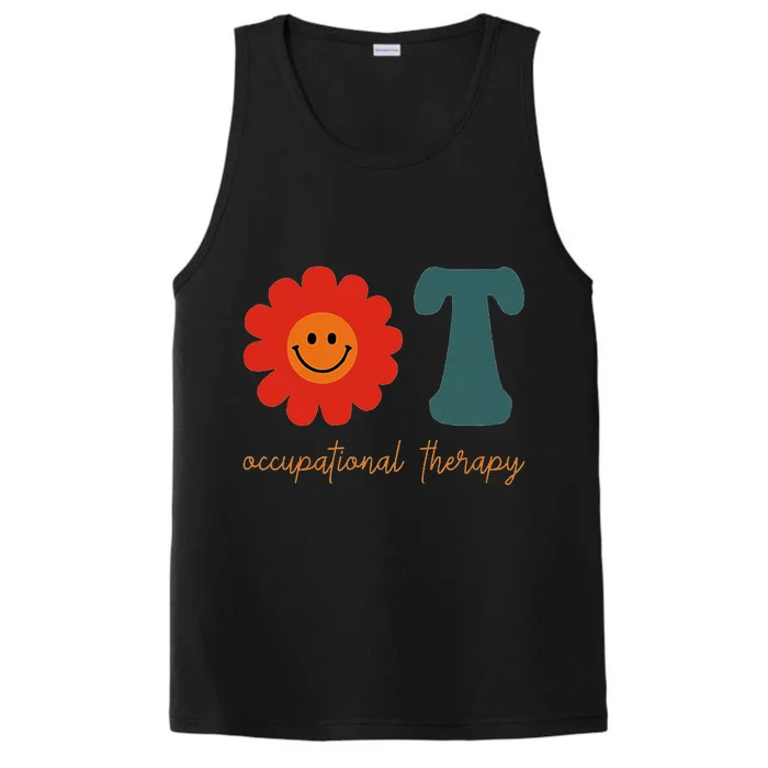 Occupational Therapy Ot Therapist Ot Month Groovy Retro Performance Tank