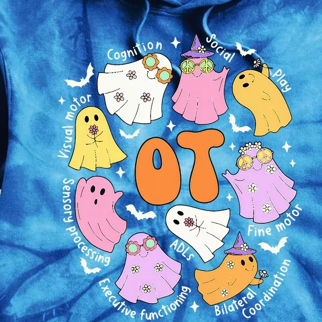 Occupational Therapy Ot Ota Cute Ghost Hippie Halloween Tie Dye Hoodie