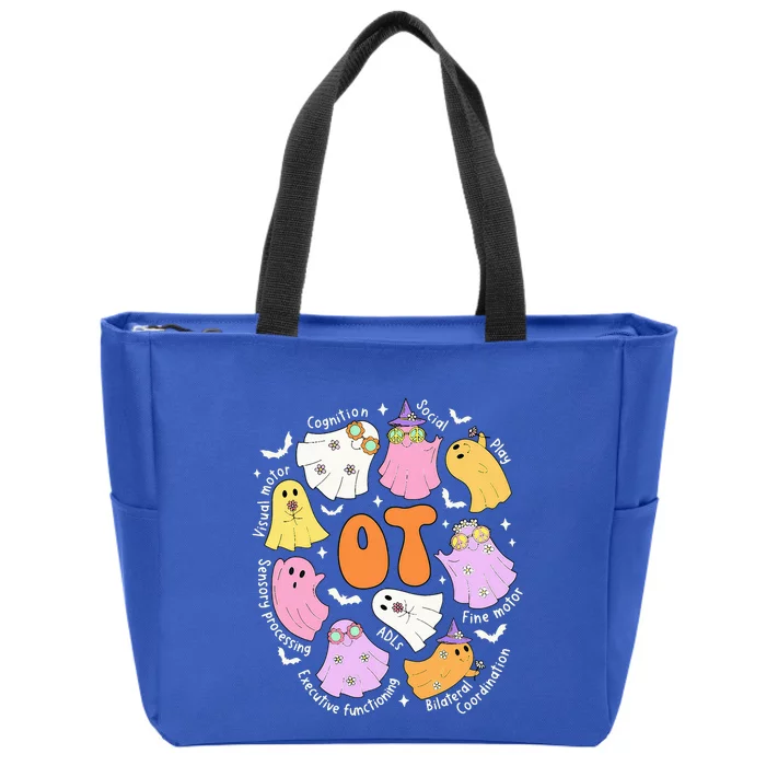 Occupational Therapy Ot Ota Cute Ghost Hippie Halloween Zip Tote Bag