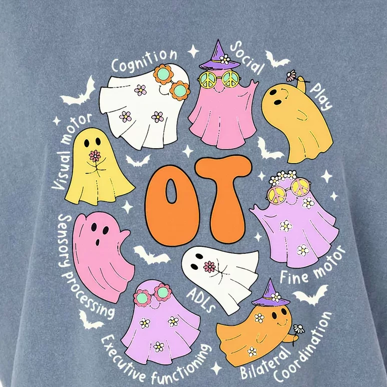 Occupational Therapy Ot Ota Cute Ghost Hippie Halloween Garment-Dyed Women's Muscle Tee