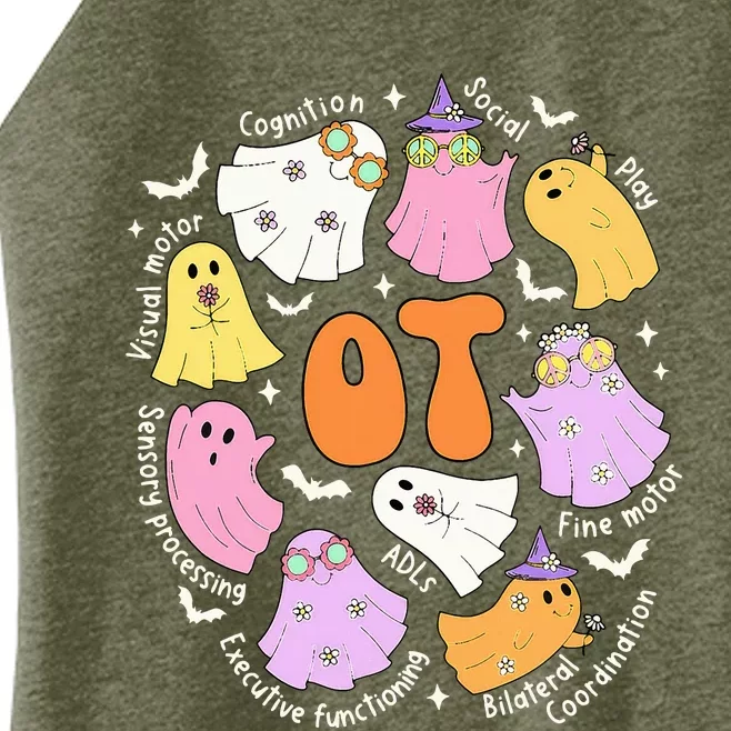 Occupational Therapy Ot Ota Cute Ghost Hippie Halloween Women’s Perfect Tri Rocker Tank