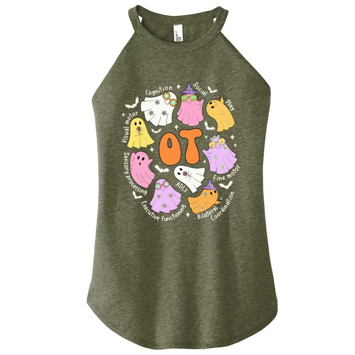 Occupational Therapy Ot Ota Cute Ghost Hippie Halloween Women’s Perfect Tri Rocker Tank