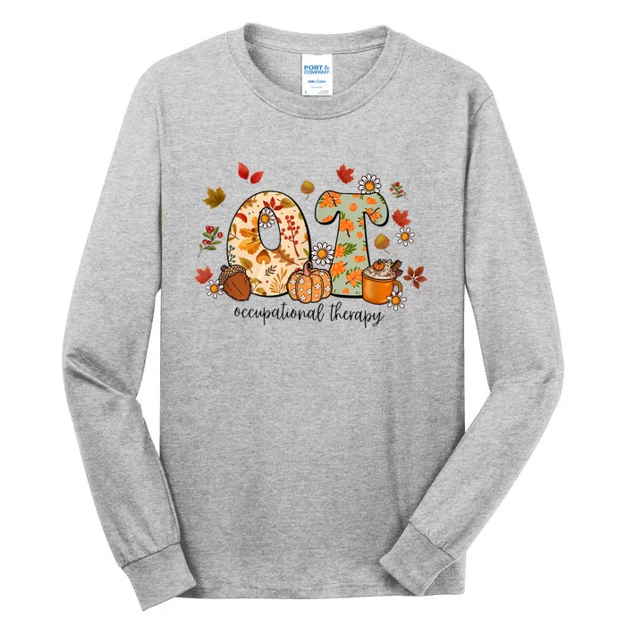 Occupational Therapy Ot Autumn Fall Special Education OTA Tall Long Sleeve T-Shirt