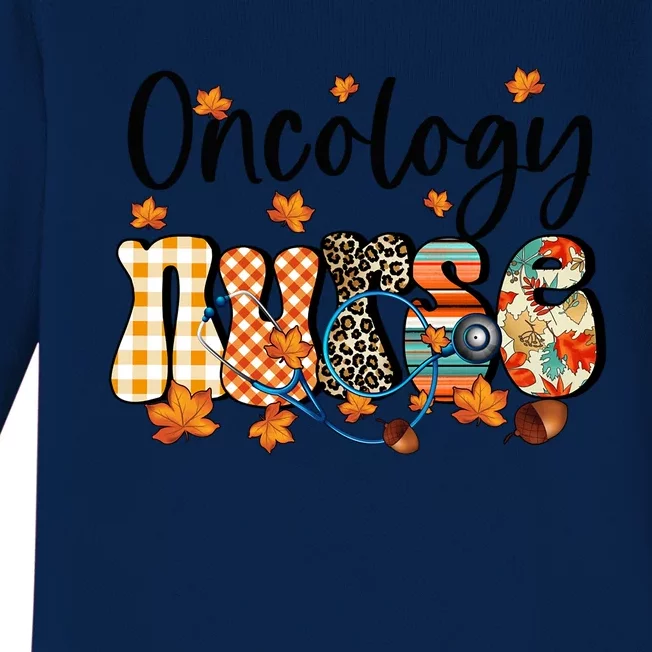 One Thankful Oncology Nurse Fall Thanksgiving Halloween Cute Gift Baby Long Sleeve Bodysuit