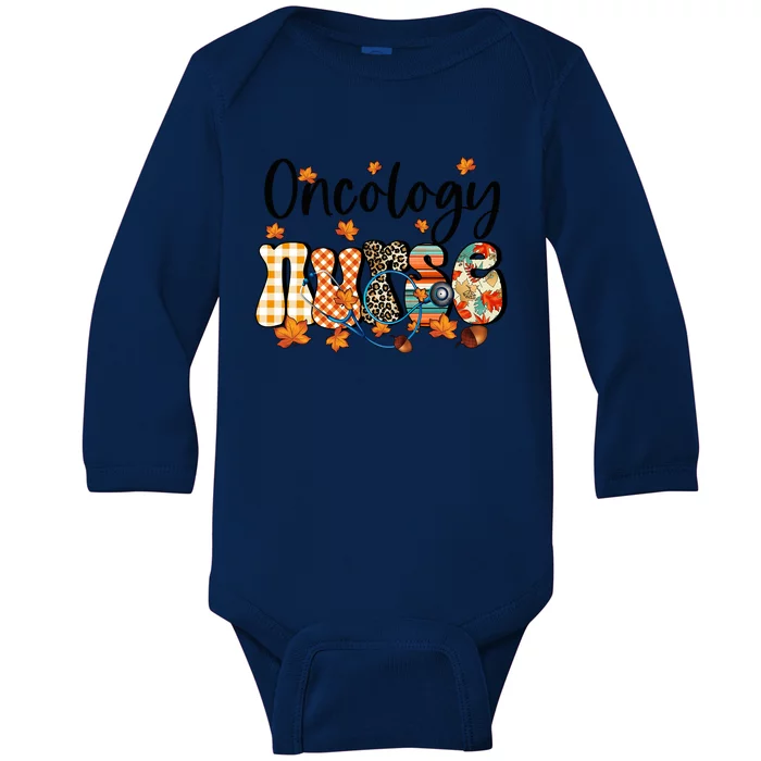 One Thankful Oncology Nurse Fall Thanksgiving Halloween Cute Gift Baby Long Sleeve Bodysuit