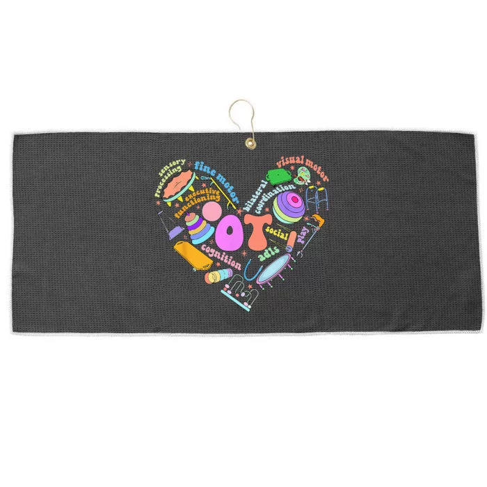 Occupational Therapy OT Therapist Heart Inspire OT Month Large Microfiber Waffle Golf Towel