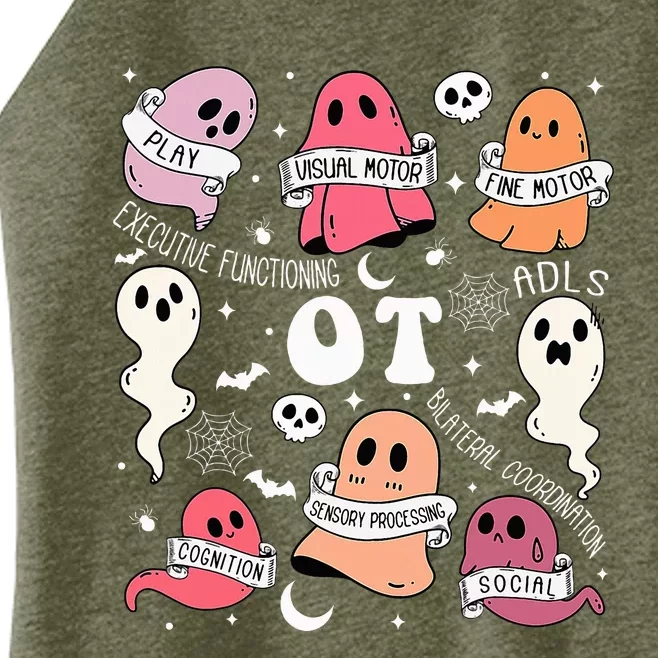 Occupational Therapy OT OTA Halloween Spooky Cute Ghosts Women’s Perfect Tri Rocker Tank