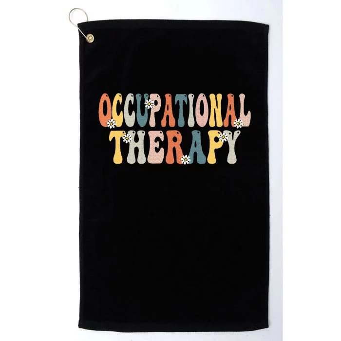 Occupational Therapy Ot Therapist Ot Month Groovy Retro Platinum Collection Golf Towel