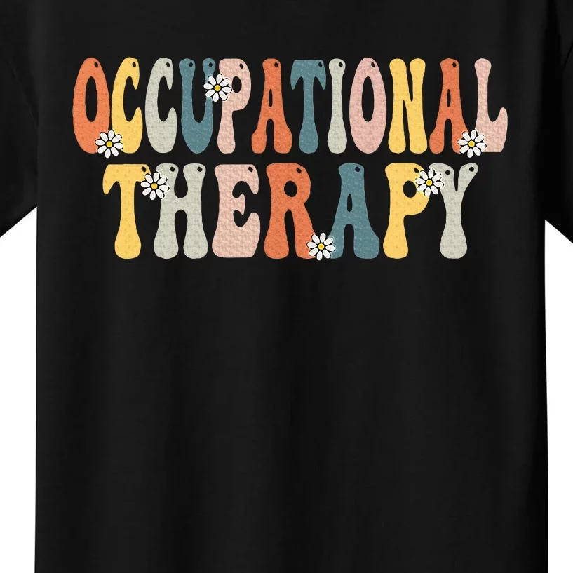 Occupational Therapy Ot Therapist Ot Month Groovy Retro Kids T-Shirt