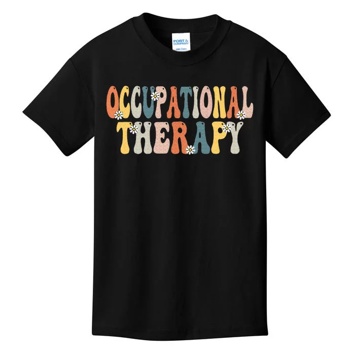 Occupational Therapy Ot Therapist Ot Month Groovy Retro Kids T-Shirt