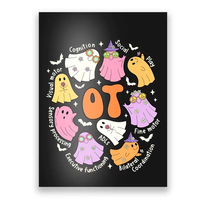 Occupational Therapy Ot Ota Cute Ghost Hippie Halloween Poster